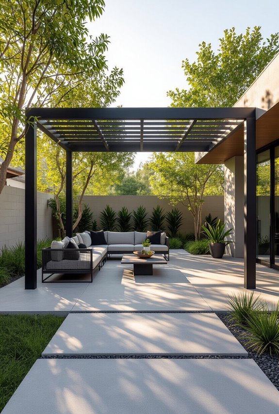 minimalist pergola concrete patio
