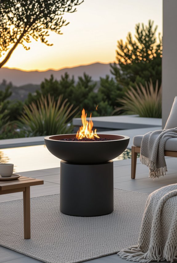 minimalist sculptural pedestal firepit