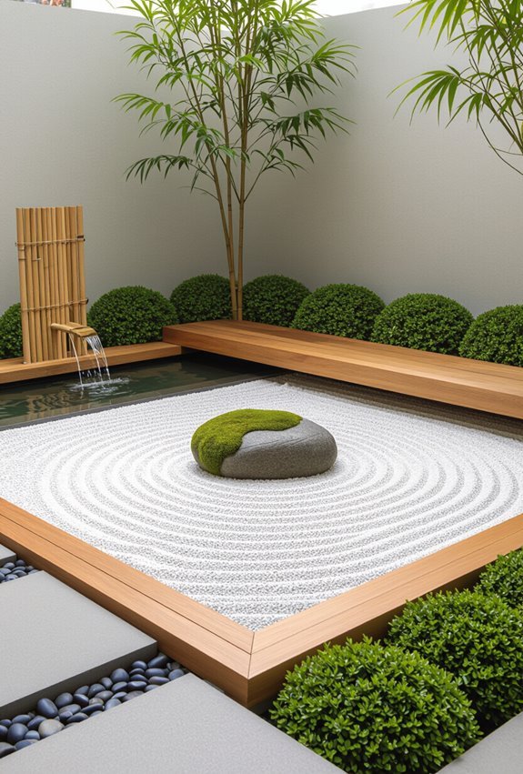 minimalist serene bamboo stone retreat