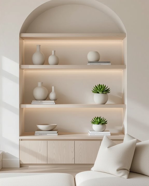 minimalist shelves enhance aesthetics