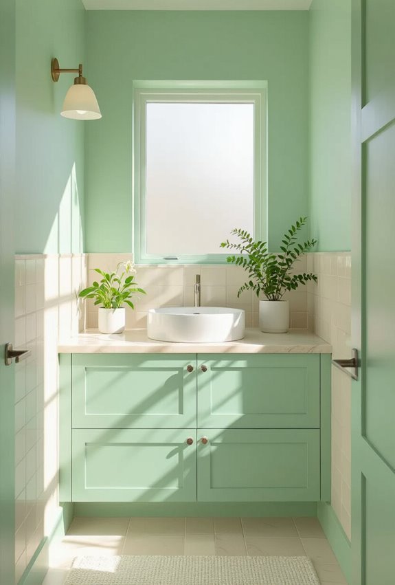 mint cabinetry cream textiles harmony