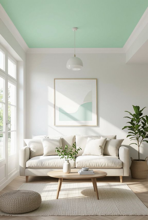 mint green ceilings for calm