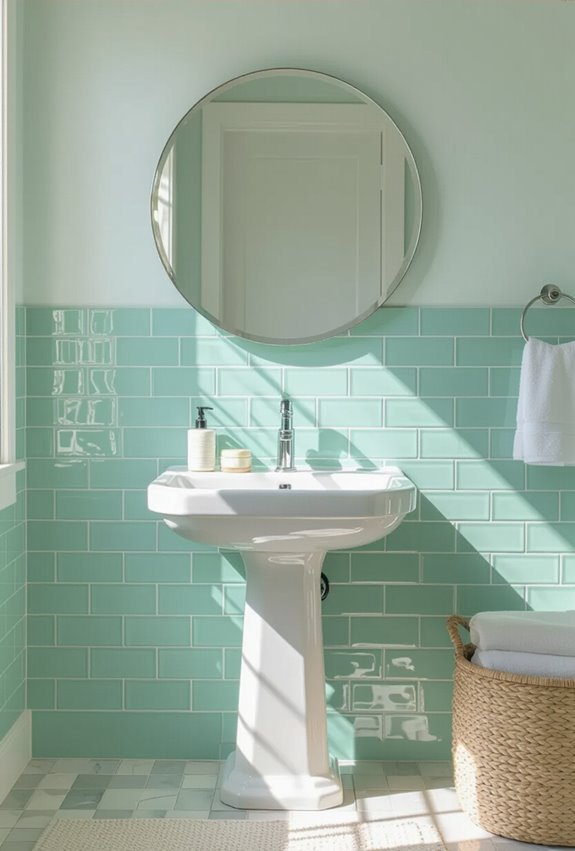 minty subway tile brightens