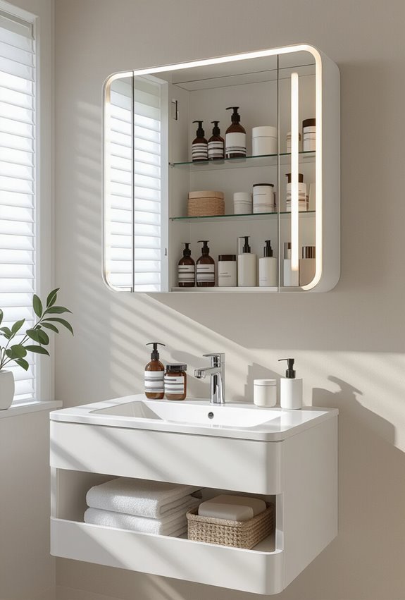 mirror cabinets with organizers