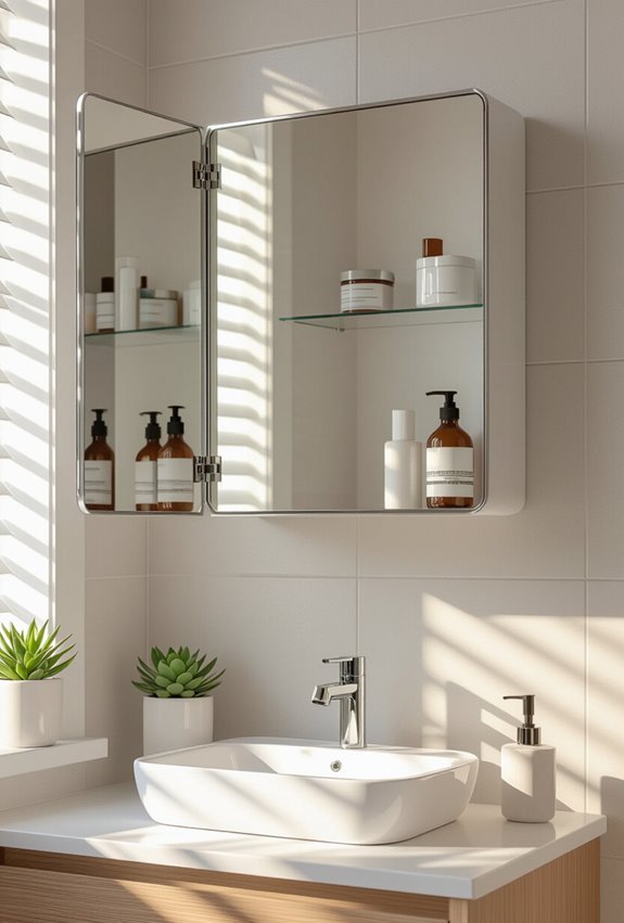 mirror fronted medicine cabinet storage