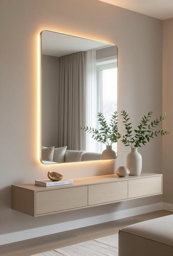 mirror lit accent wall brilliance