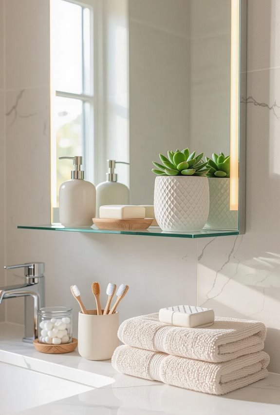 mirror shelf with hooks