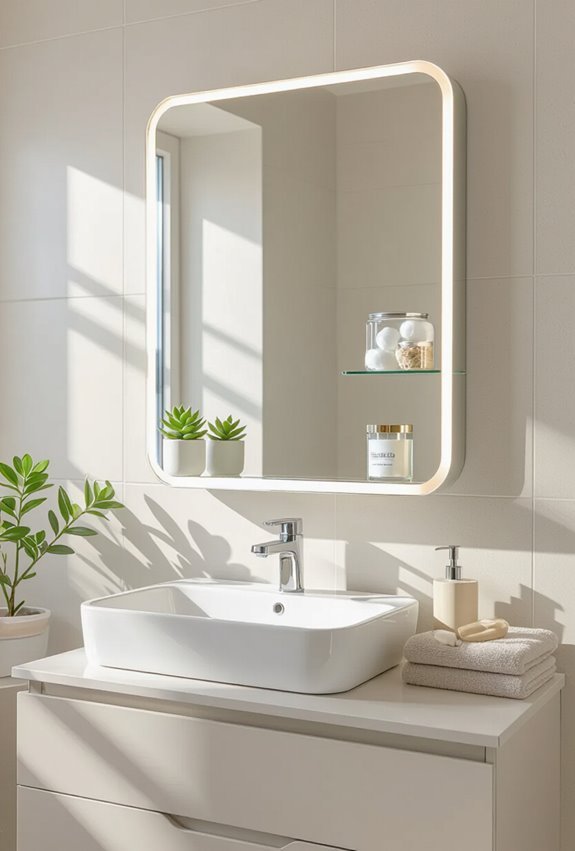 mirror with built in shelves