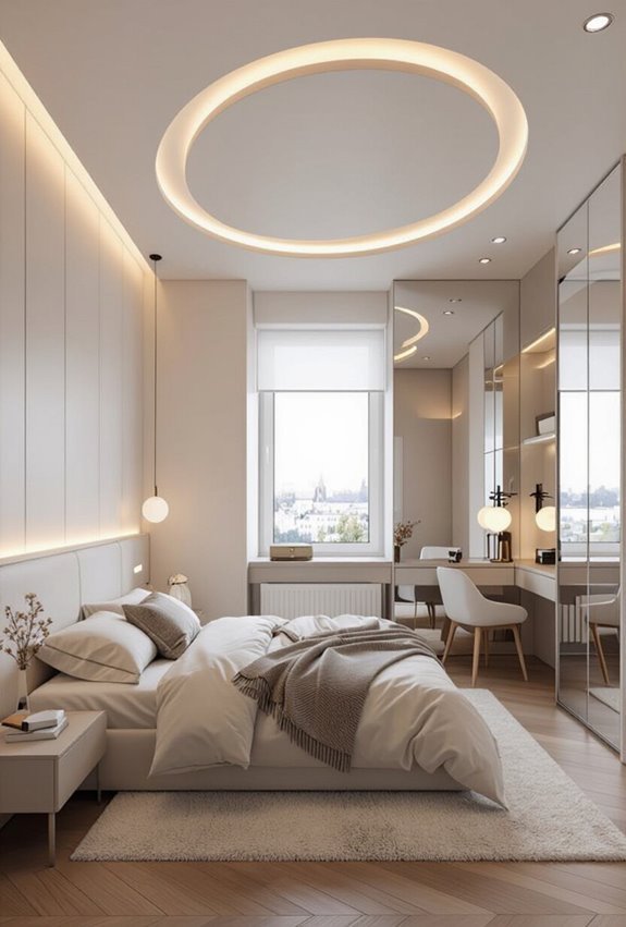 mirrored angled panels amplify space