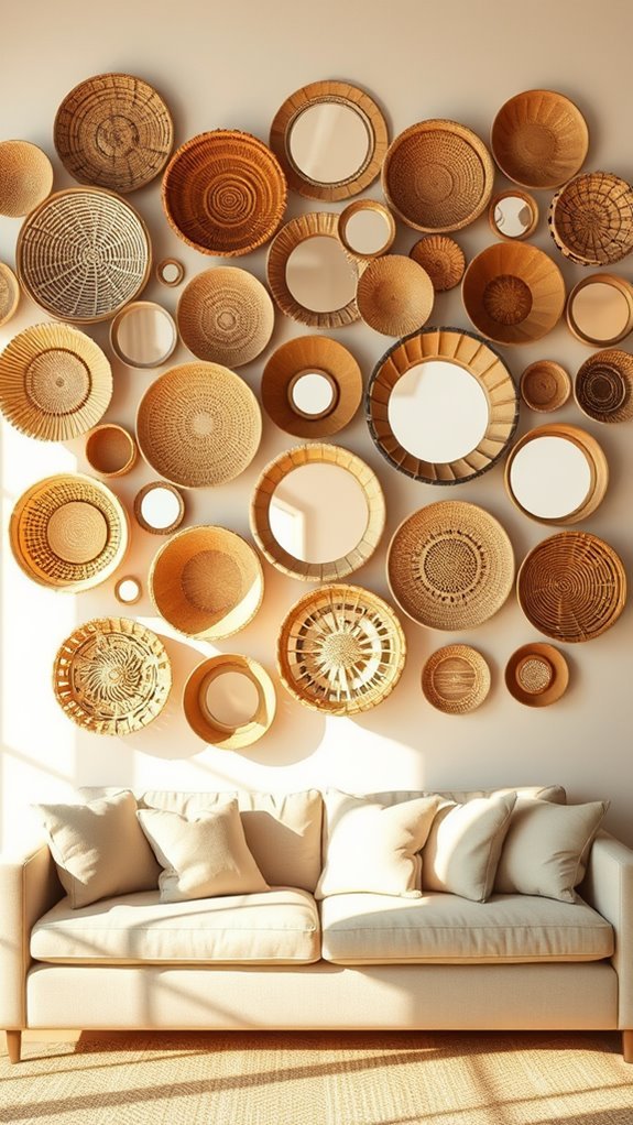 mirrored basket wall decor