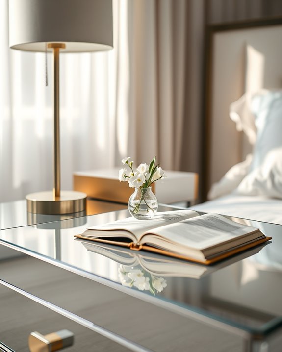 mirrored bedside table design