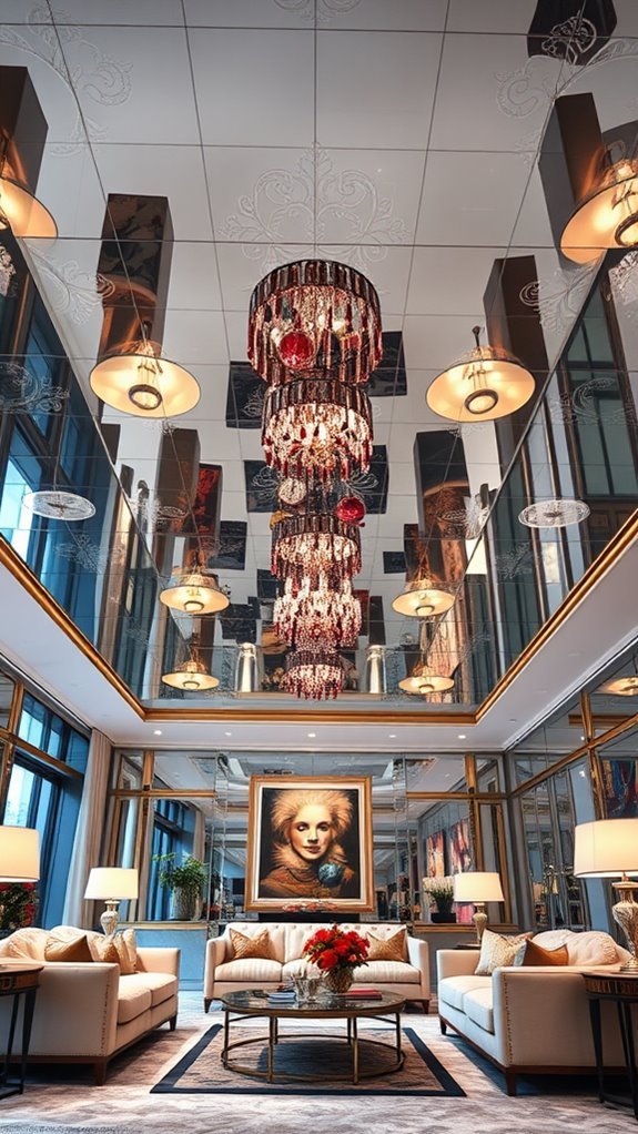 mirrored ceilings create spaciousness