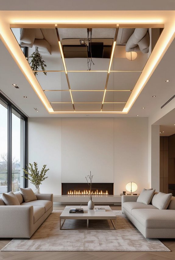 mirrored coffers expand living room