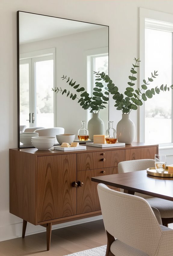 mirrored floating buffet lighting