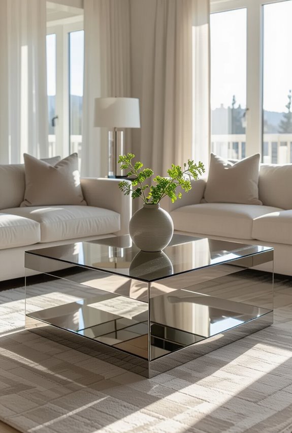 mirrored furniture boosts natural light