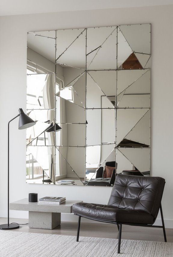 mirrored metal panels expand space