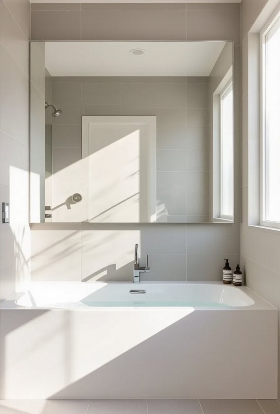 mirrored mosaic above tub