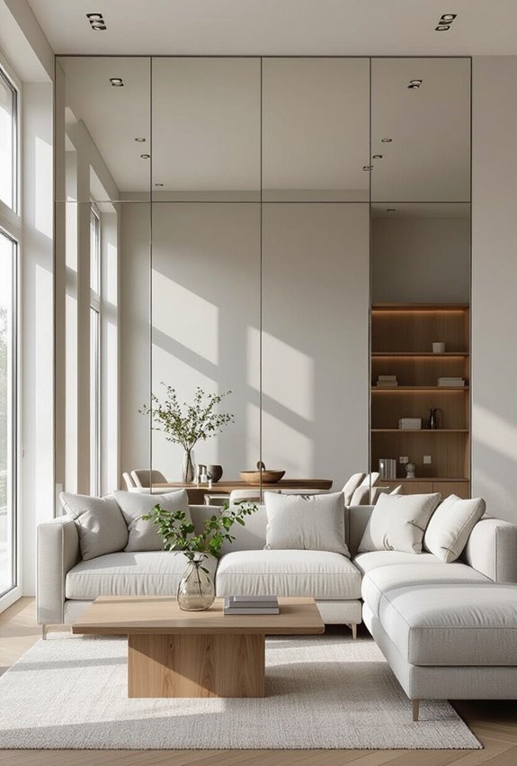 mirrored panels amplify perceived space