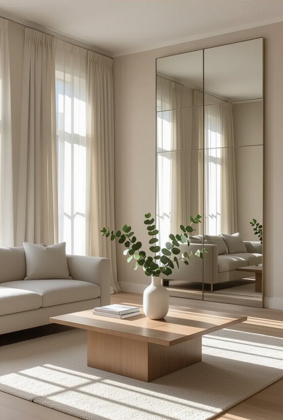 mirrored panels with trims