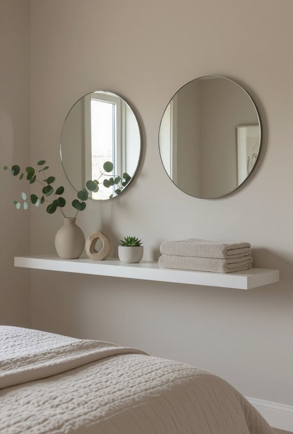 mirrored shelving enhances perceived space