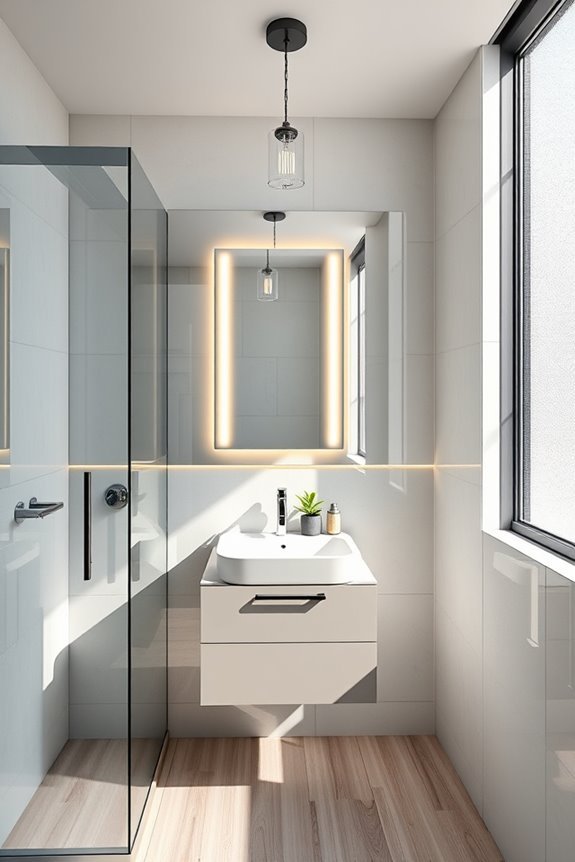 mirrored surfaces create spaciousness