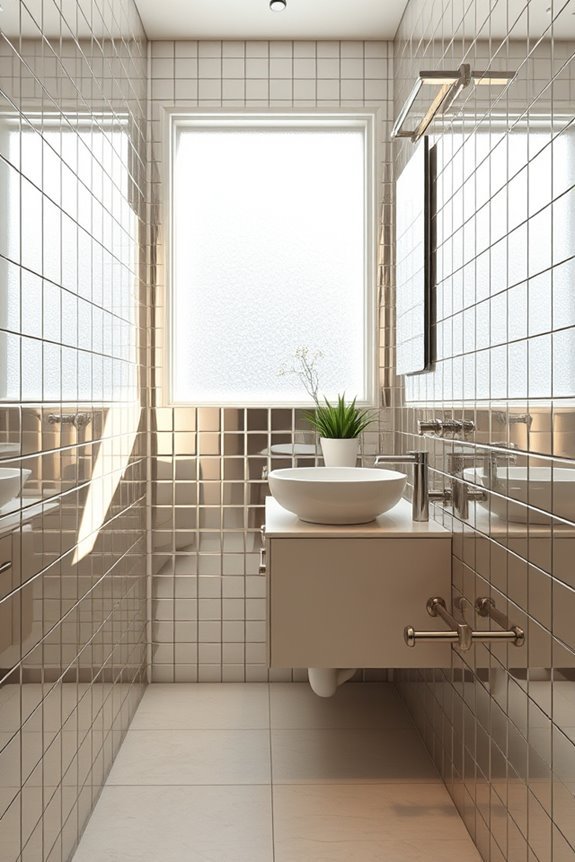 mirrored tiles enhance space
