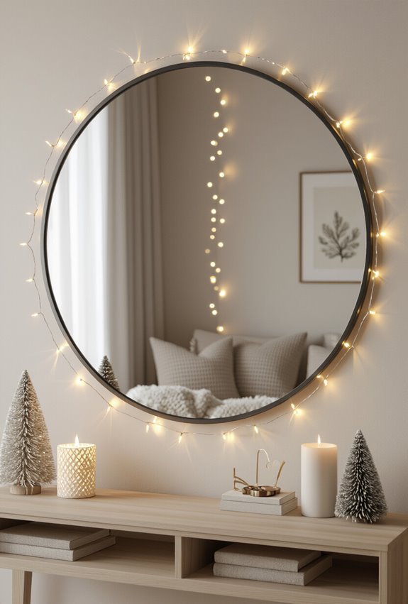 mirrors adorned with lights
