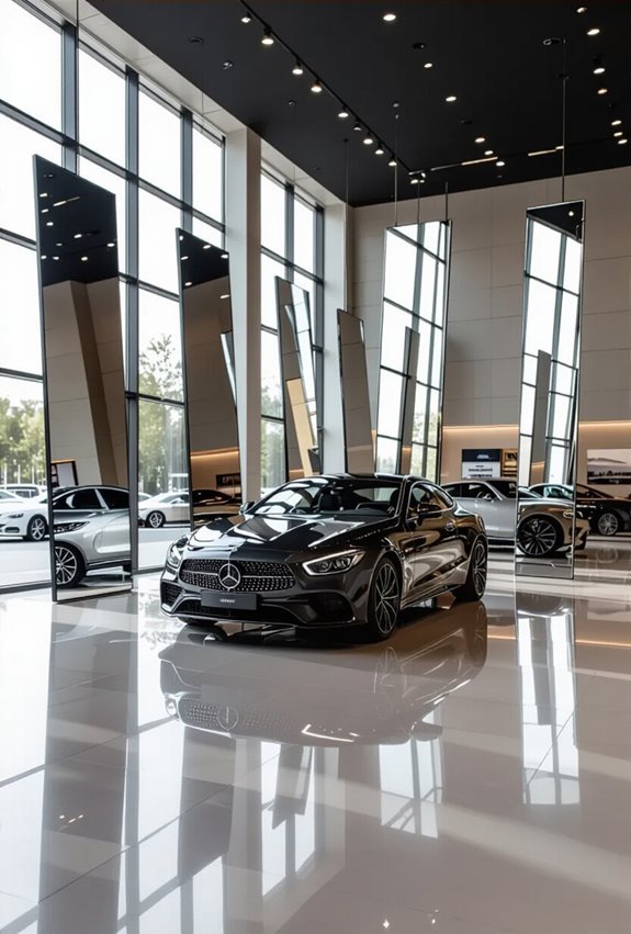 mirrors amplify showroom perceived space