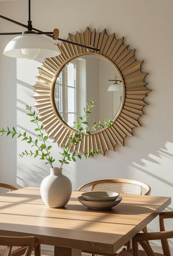 mirrors brighten dining space