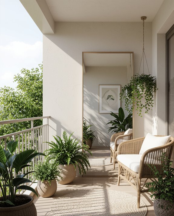 mirrors enhance balcony space