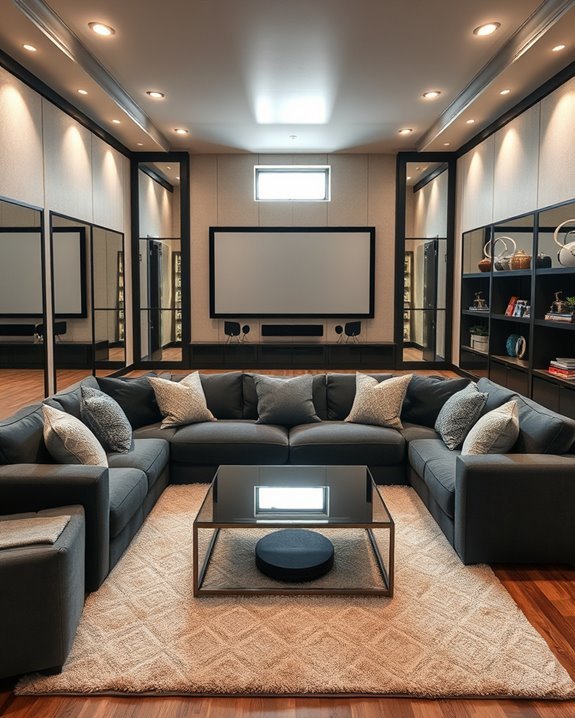 mirrors enhance basement space