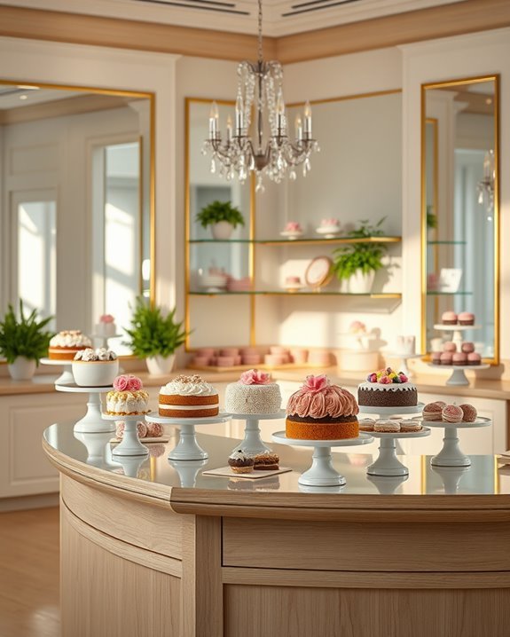 mirrors enhance cake displays