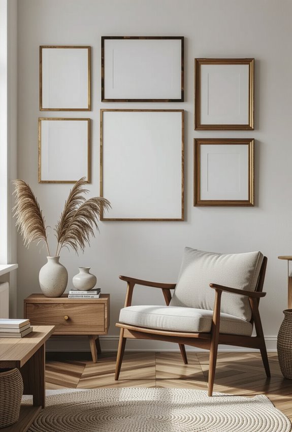 mix matched framed art display