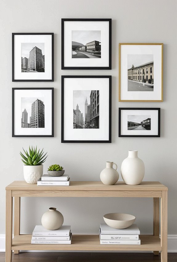 mix modern frames vintage matting