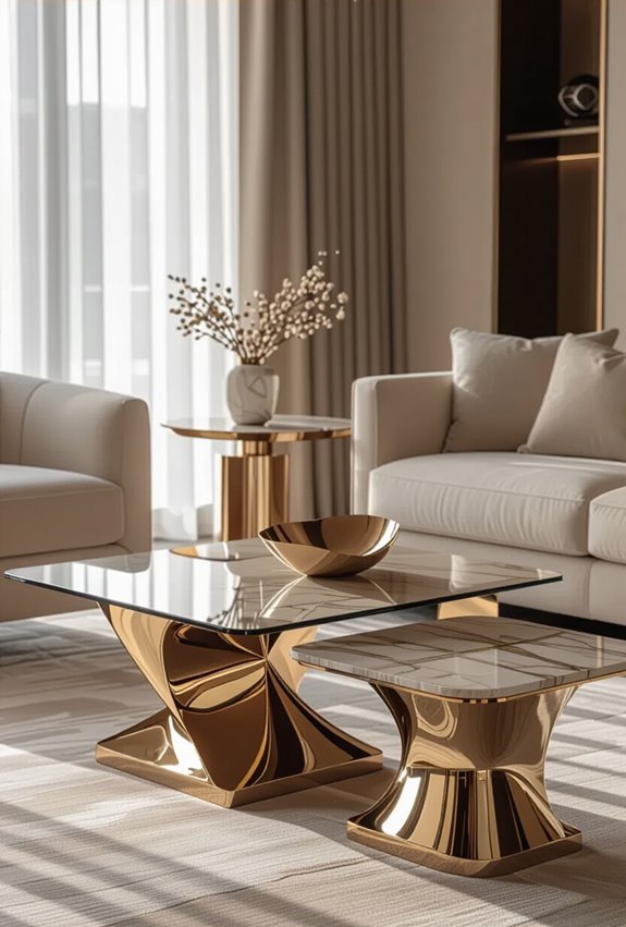 mixed material asymmetrical statement tables