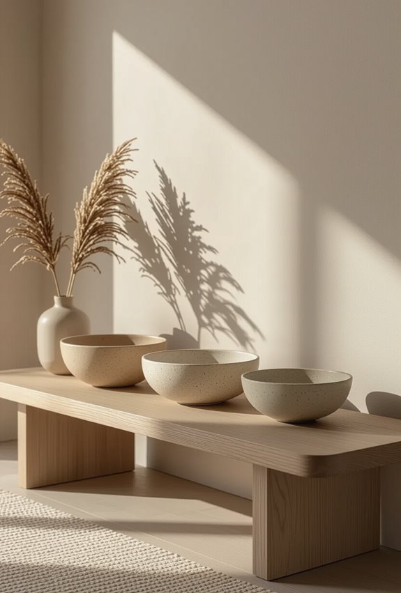 mixed material textured bowl display