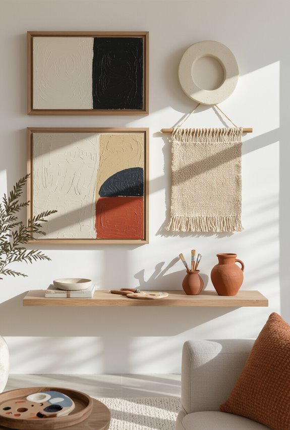 mixed media textured gallery wall