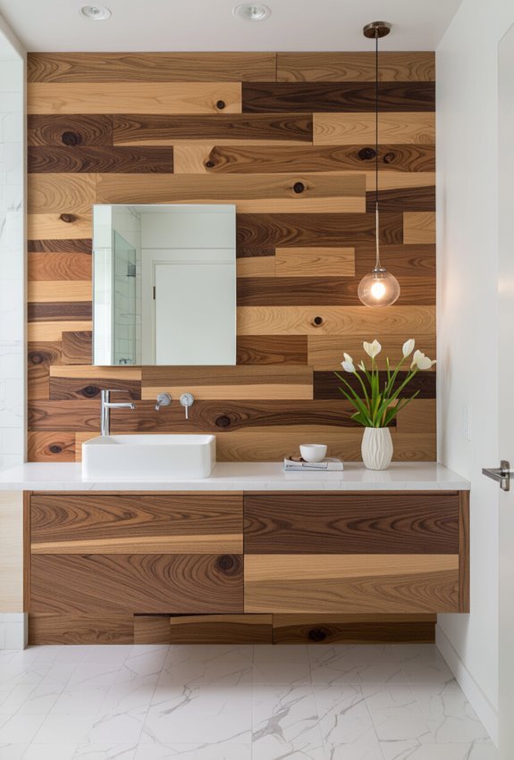 mixed reclaimed wood feature wall