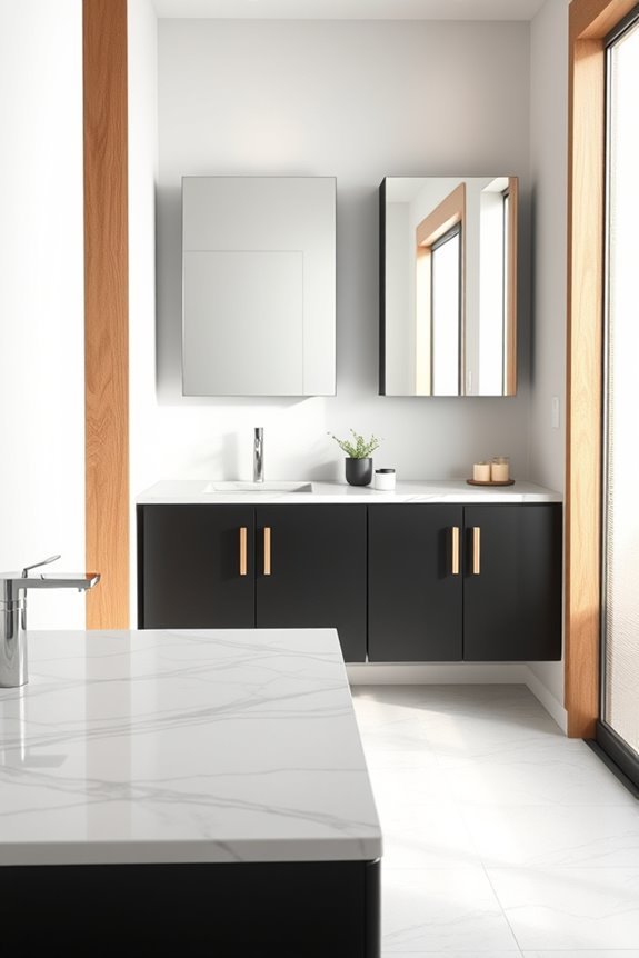 modern floating black cabinets