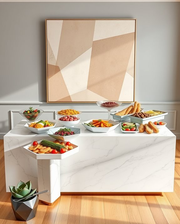 modern geometric buffet design