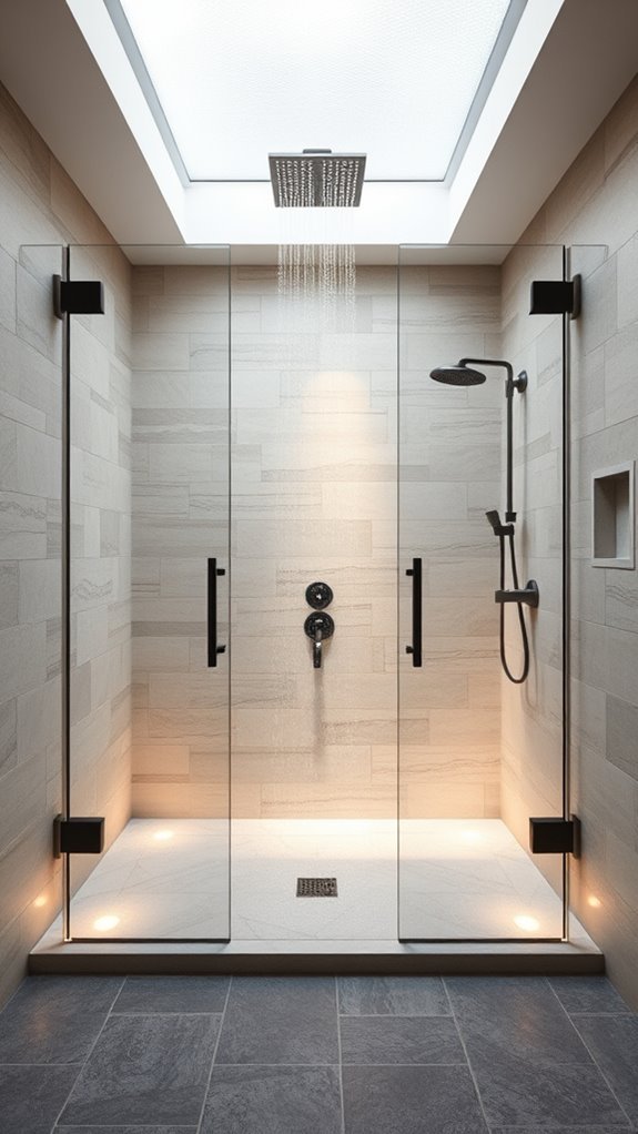 modern glass walk in showers