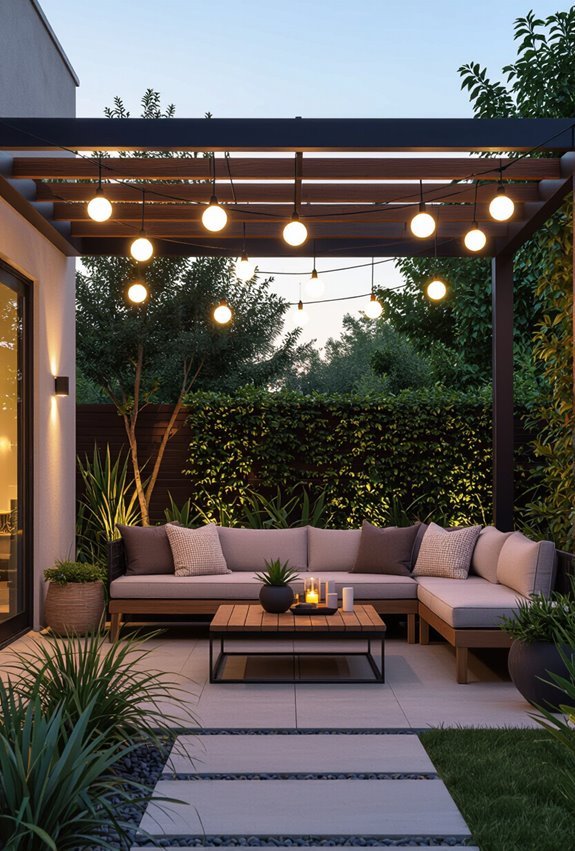 modern globe lit patio retreat