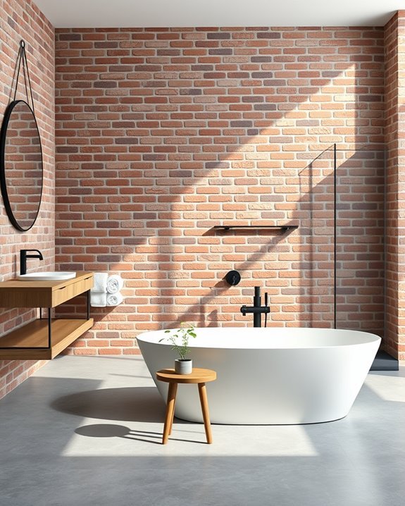 modern minimalist brick bathroom