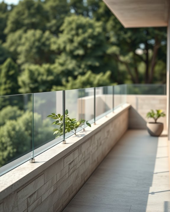 modern stone wall railings