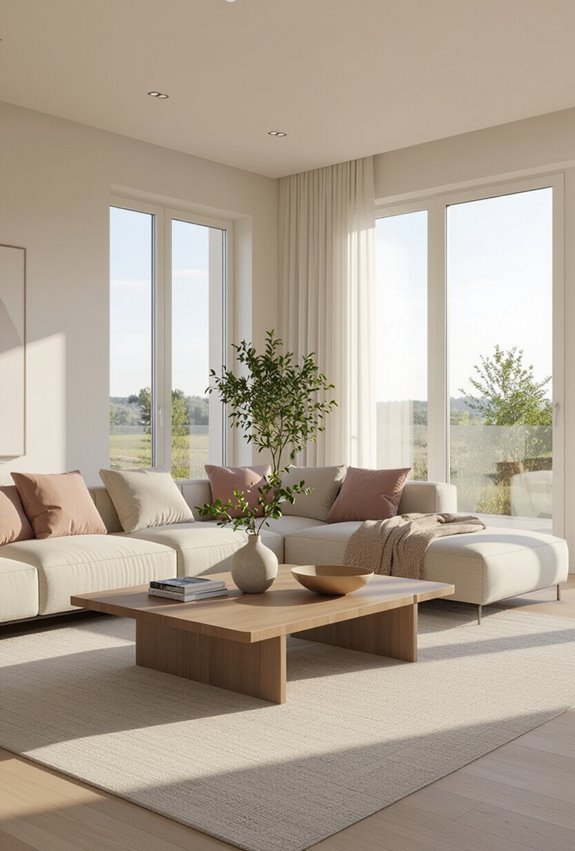 modular seating with layered lighting