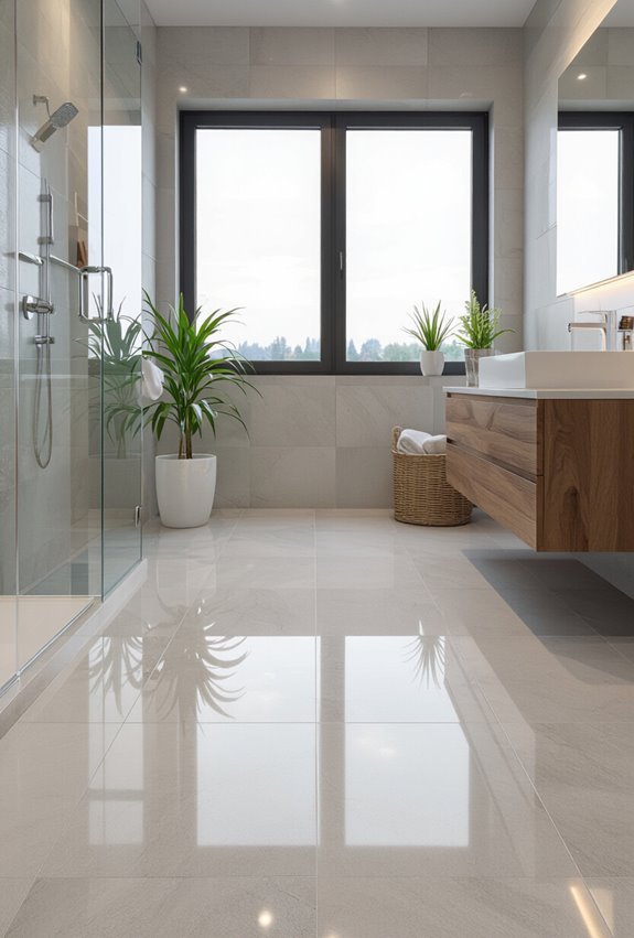 moisture resistant reflective glass flooring