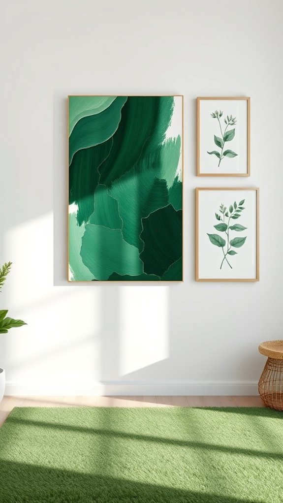 monochromatic green wall decor