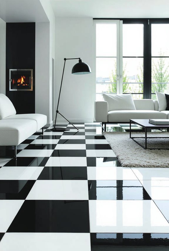 monochrome bold geometric floortiles