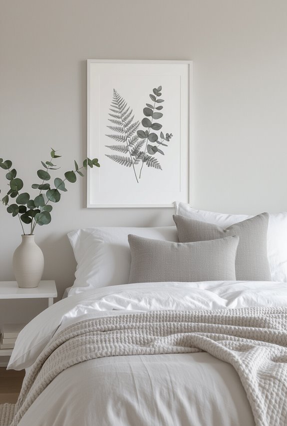 monochrome botanical prints arrangement