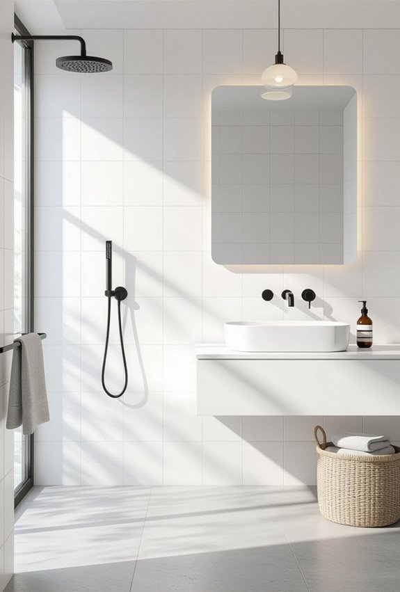 monochrome contrasting bauhaus fixtures